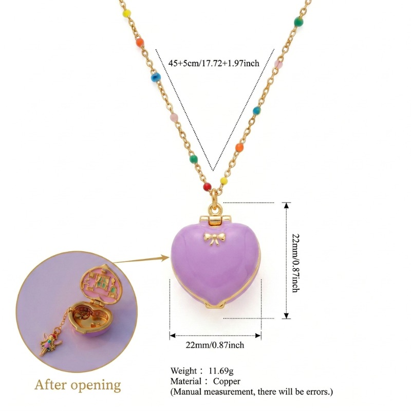 1pc Heart-shaped Openable Pendant, Inner- Miniature Figurine Box, House Hiding Cartoon Dolls, Necklace Additions Hanging Decorations