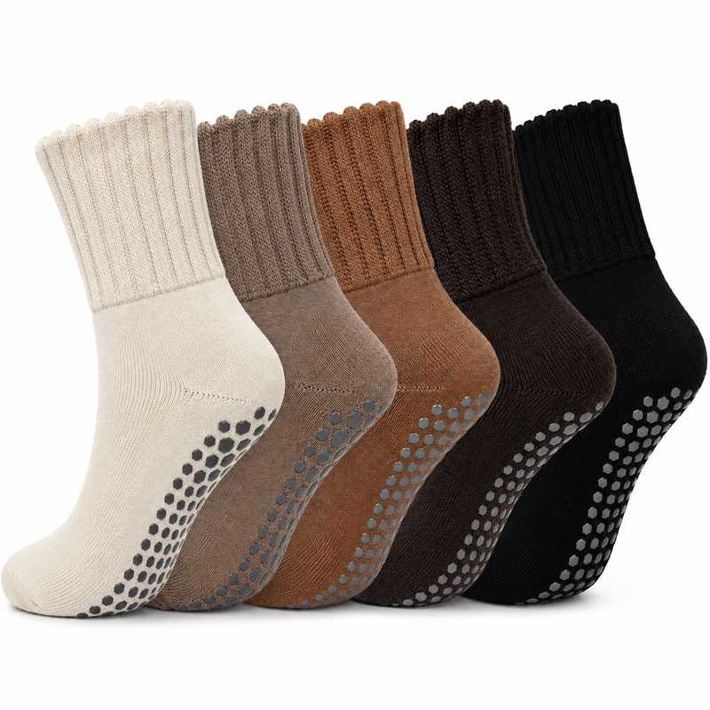 TEMU 5 Pairs Autumn And Winter Thick Looped Socks With Elastic Ribbed Cuffs, Fitness Yoga Socks, Ballet Dance Socks, Daily , Soft And Comfortable