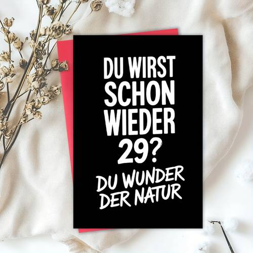 1pc greeting card and envelope set black with white text du wirst wieder 29 du der natur german birthday card for birthday celebration adult milestone party gift thank you card for birthday wedding festival