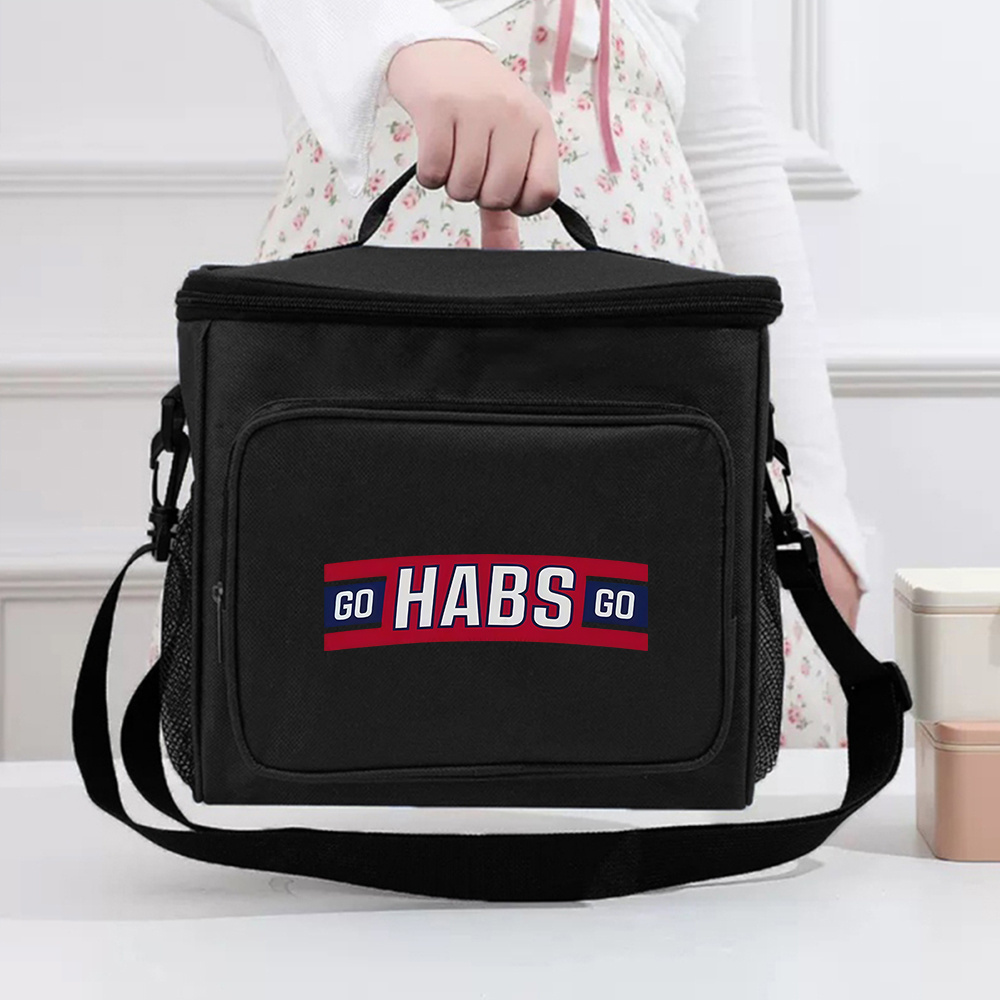 TEMU 1pc Go Go Slogan Leakproof Insulated Lunch Tote Bag Multi-compartment Insulated Thermal Lunch Bag Leakproof Liner Non-food Contact