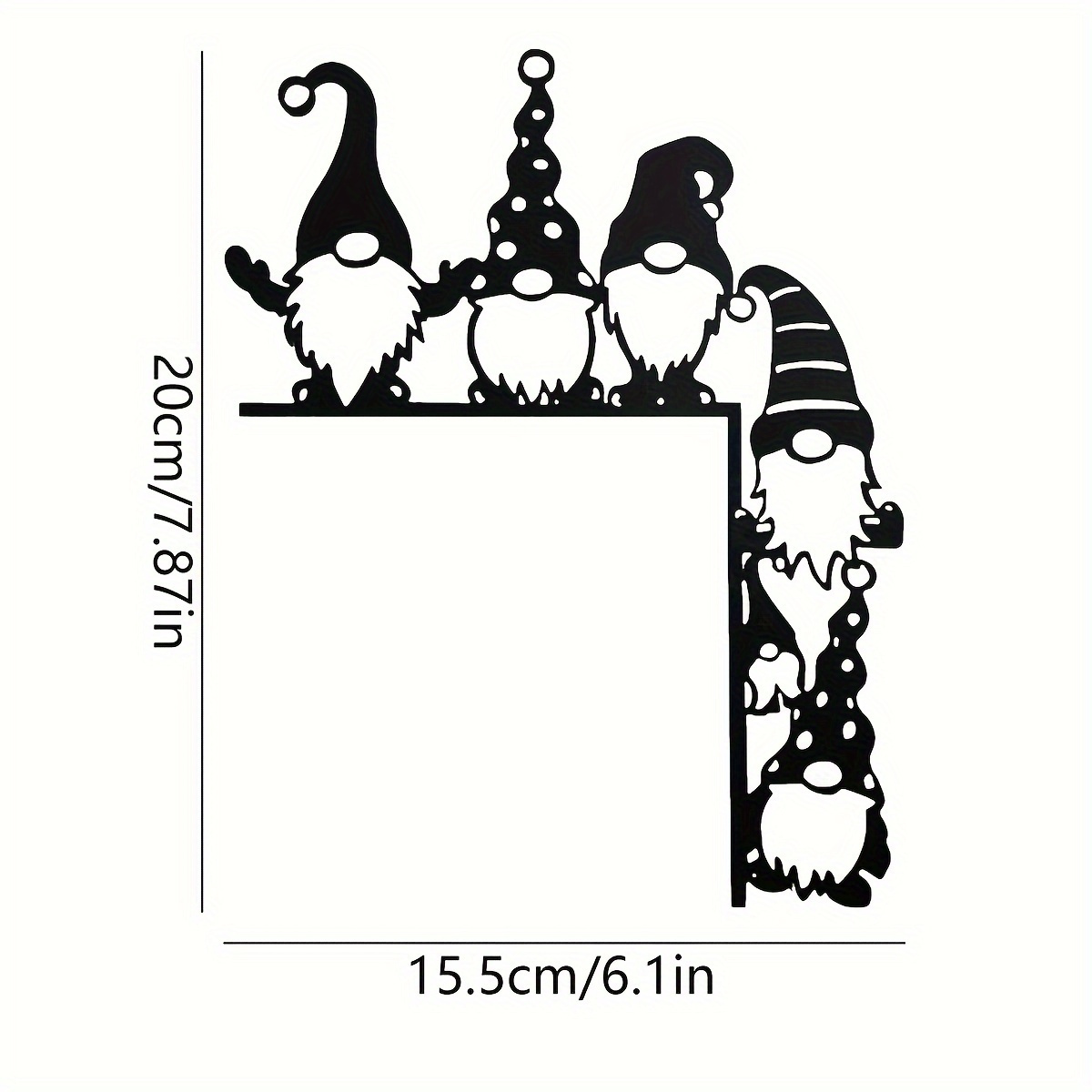 Image of 2d Flat Surface, 1pc Acrylic Art Door Corner Decoration - Fantasy Santa Claus With 3 Gnome , Classic Christmas Theme, No Electricity Needed, Decor (black), Front Door Christmas Decoration