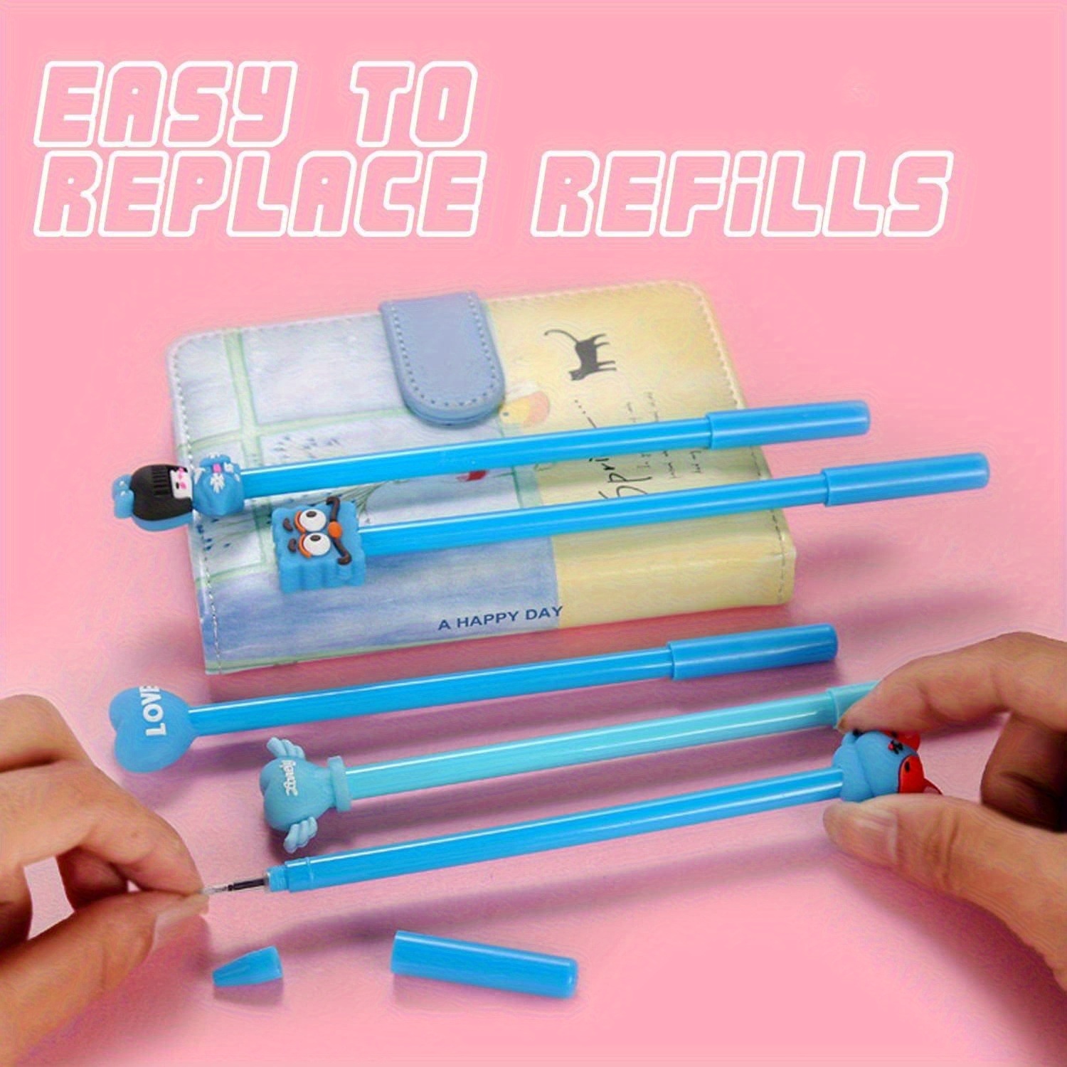 50pcs cartoon style ballpoint pen set smooth writing 0 5mm fine dots plastic cylinder with   cap       for office and school supplies 18 Product details 6