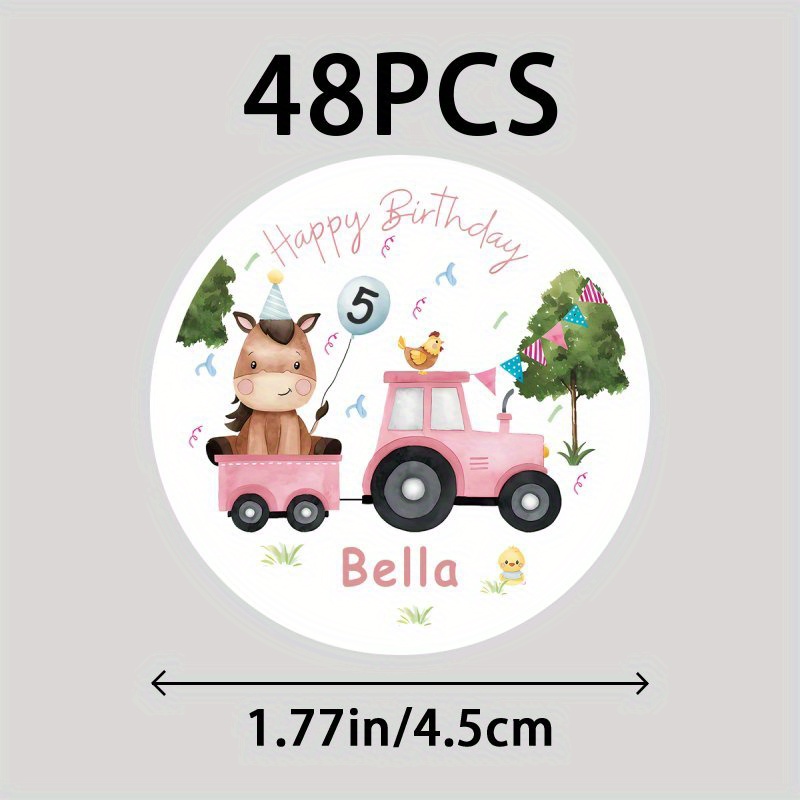 TEMU Customize 48/96pcs With Names And Ages, Cute Deer Stickers, Gift Bags, Envelope Labels