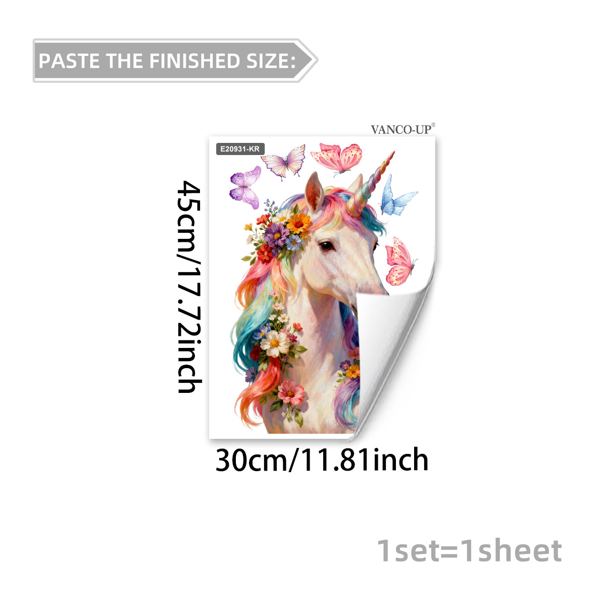 Image of 2d Flat, 30*45cm Floral Colorful Unicorn Window Stickers, Static Cling For Glass Windows, Home Decoration And , E20931-kr, 2d Flat