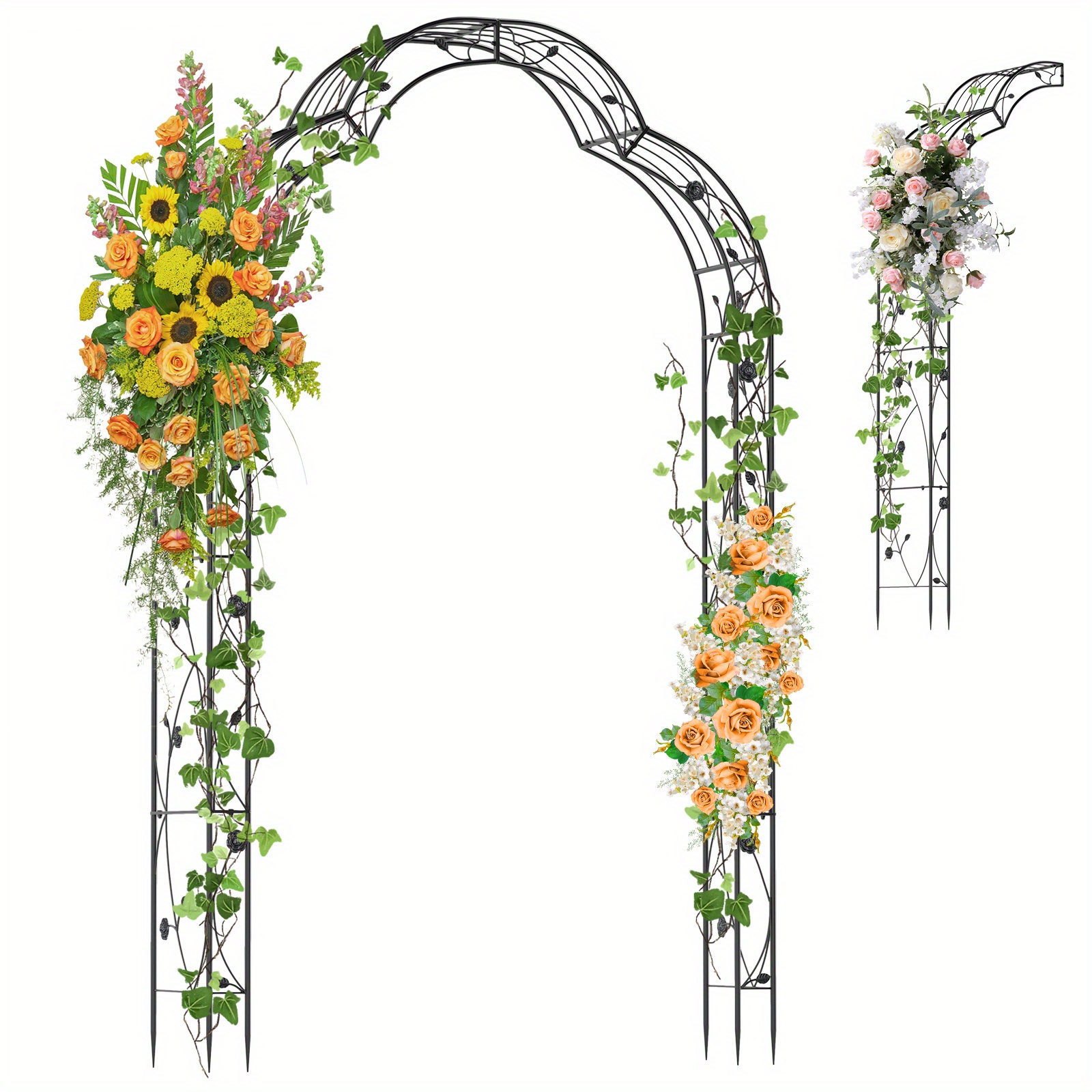Image of Rose Arch Semicircular, Garden Arch Metal For Climbing Plants, 2 Half Arches Garden, Archway Rose Trellis