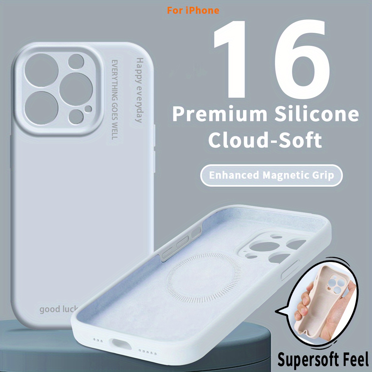 TEMU Phone Case - Magnetic True Liquid Silicone Phone Cover For Iphone 16 Pro Max / 15 Pro Max / 14 Pro Max / 12/13 Pro Max - Super Soft & Flexible,