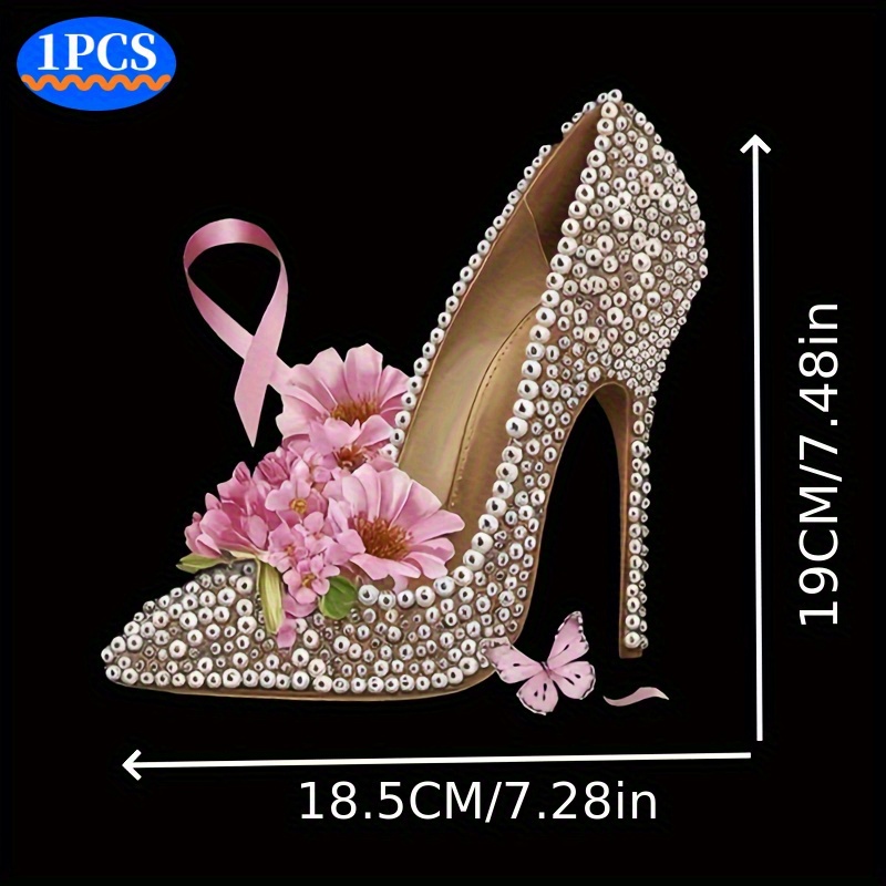 TEMU 1pc - Floral High Heel Design Washable Heat Transfer Stickers For Ironing , Including Men's And Women's Short Sleeve Shirts, Hoodies,