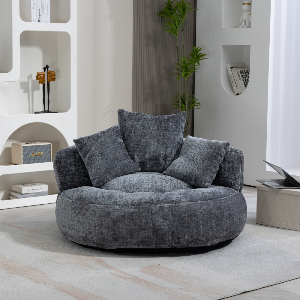 TEMU Sofa, Sofa Durable And Comfortable Recliner, High Back Bean Bag Chair Sofa With 3 Cushions, Chenille, Single Gaming Sofa Chair For Bedroom,