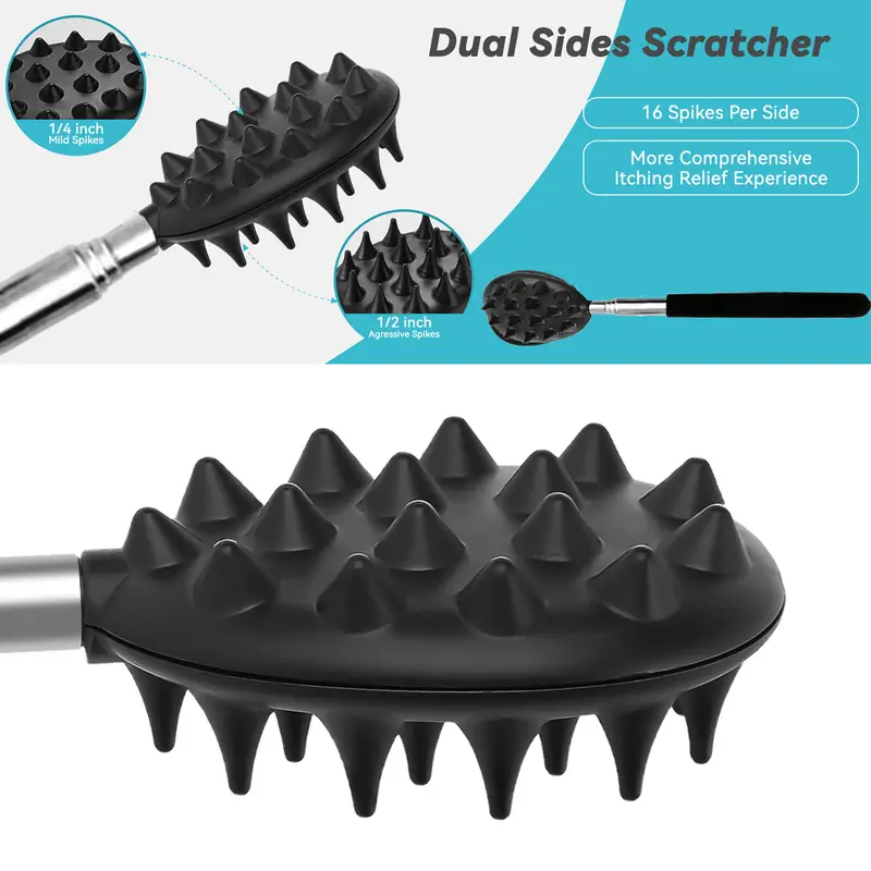 retractable back scratcher with 23 6 telescoping handle dual sided cactus design ergonomic pvc grip for portable massager for men women Product details 1
