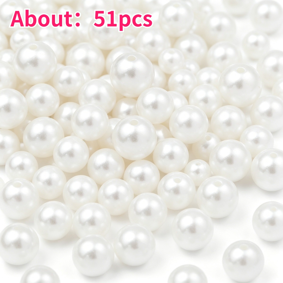 TEMU Perforated Acrylic Beads, 14mm Loose Spacer Beads For Women's Elegant Bracelets, Necklaces, Hair Accessories, Earrings, And Diy Apparel