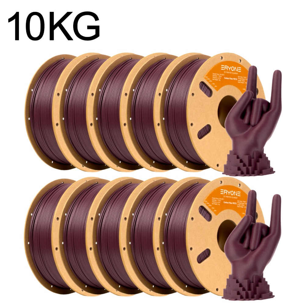 Image of Eryone Petg Carbon Printing Supplies Filament For 3d Printer, 10 Rolls, 10kg 1.75mm +/-0.03mm, Easy & Transition