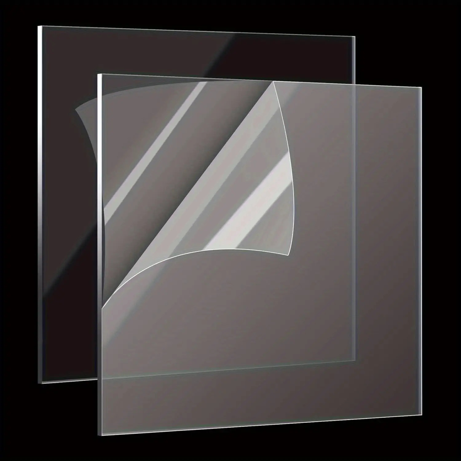TEMU Feuille d'acrylique transparente plate 2D, 12x12 pouces, 1/8 de pouce d'épaisseur (2 mm), pour cadre photo d'affichage, feuille de plastique
