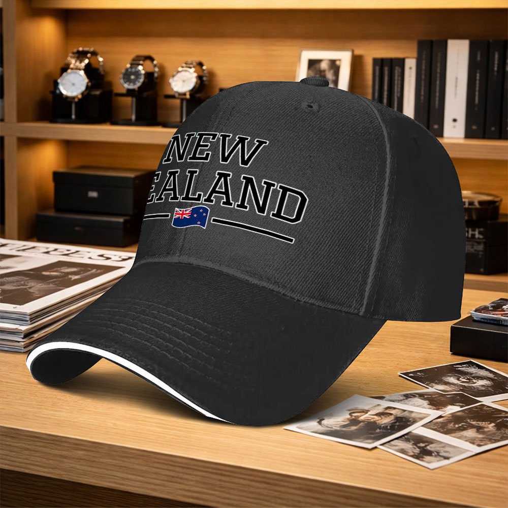 TEMU 1pc New Zealand Flag Fashion Versatile Couple Style Adjustable Sandwich Baseball , Trendy Printed Craft Unisex Outdoor Sports Casual Hat,