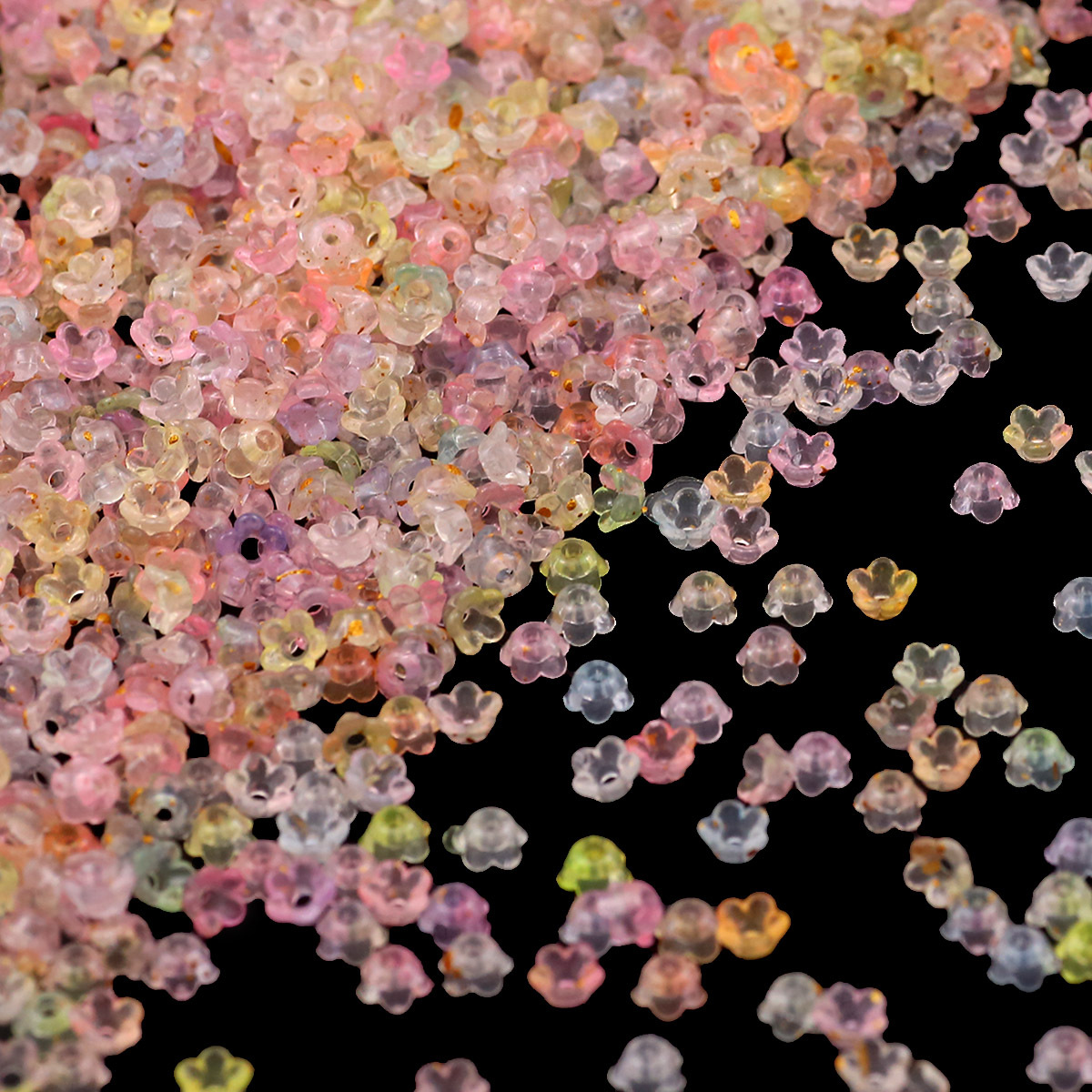TEMU . 1005pcs Transparent Shiny Multicolor Flower Acrylic Beads Fashion Versatile Loose Beads Spacer Beads Beads And Bead Assortments For Necklace