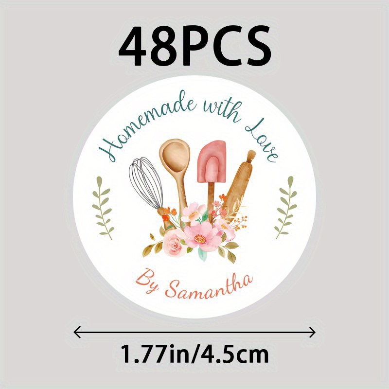 TEMU Adesivi personalizzati 48/96 pezzi con nomi, a con amore, adesivi regalo per prodotti da da cucina, decalcomanie personalizzate per sacchetti