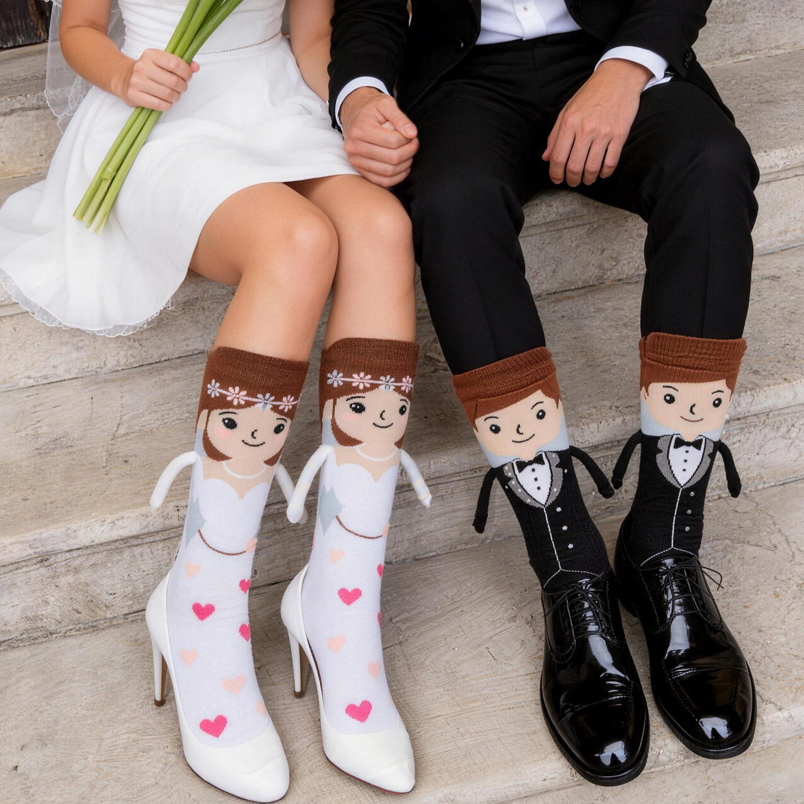 TEMU Valporia Wedding Engagement Socks For - Matching Couple Suits, Comfortable Breathable Mid-calf Funny Novelty Gifts Suitable For Wedding,
