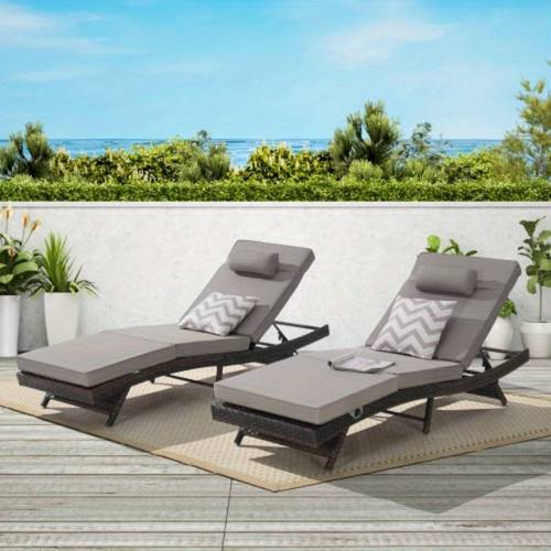 outdoor wicker long reclining chair set of 2 wicker reclining lounge chair lawn sunbathing chairs recliner up to 150 beach poolside garden