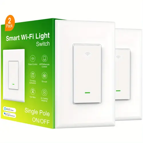 smart light switch on off in wall single pole 15a white wifi smart switch remote control works with google home