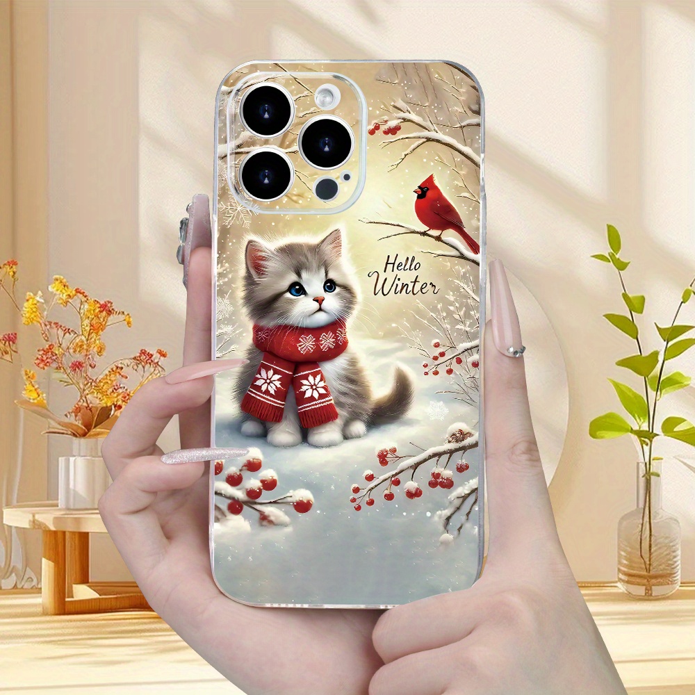 

Creative Christmas Cat Printed Phone Case For Iphone 15 14 11 Xs Xr X 7 8 Plus Pro