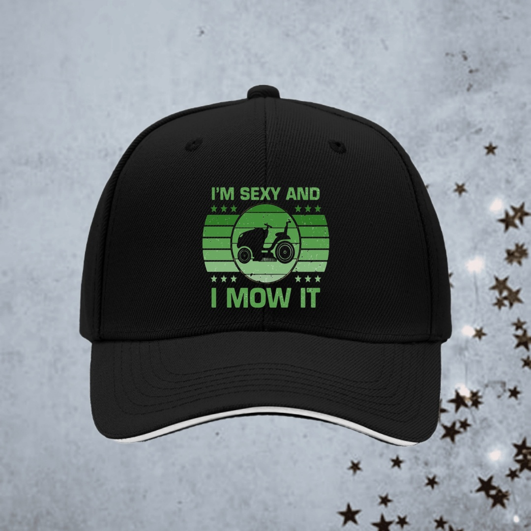TEMU 1 Unisex Fishing Sandwich Baseball I_m And I Mow It Lawn Mower Landscaper Stylish Polyester Duckbill Hat, Casual Outdoor Printed Baseball,