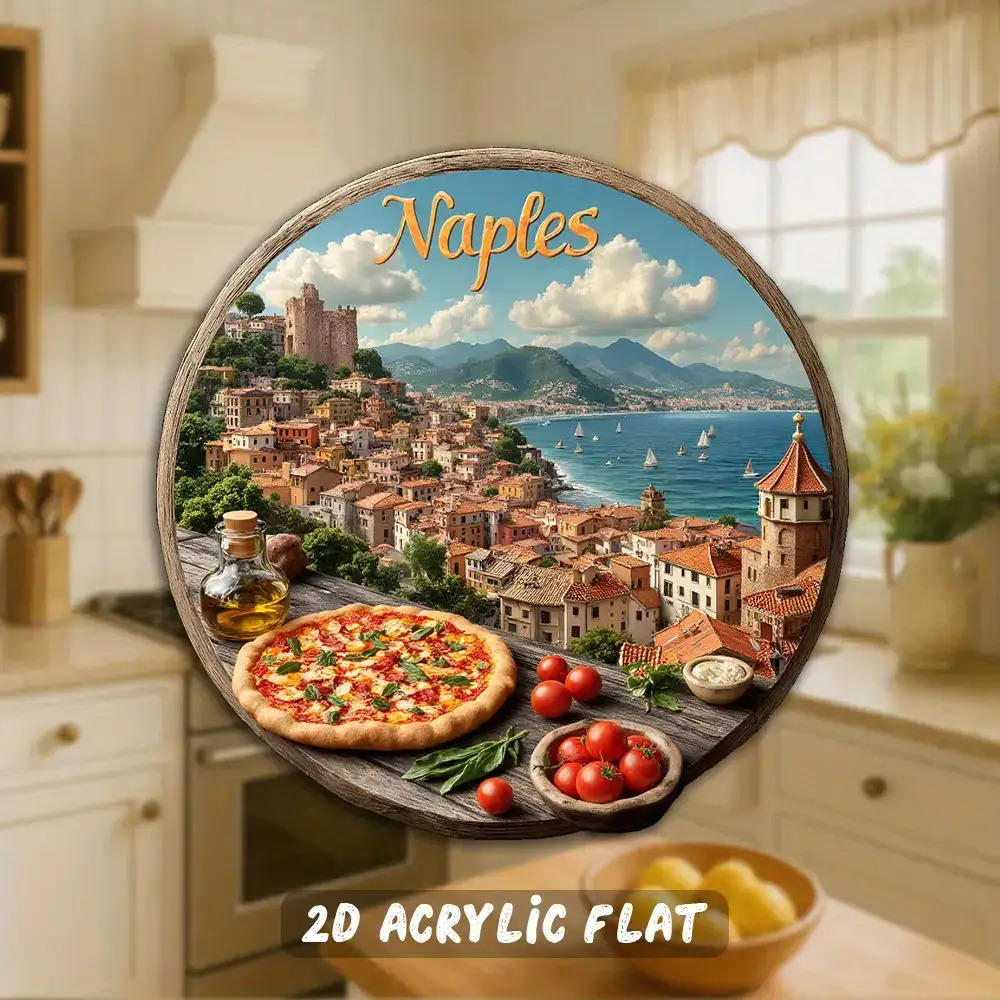 TEMU 1 Italy Magnetic Tile | 2d Flat Acrylic Refrigerator Magnet With Cityscape, Pizza, And Castle - Ideal Gift For Italian Enthusiasts, Durable And