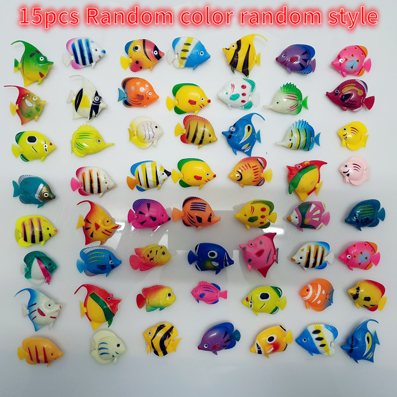 

15pcs Decorations, Floating Artificial Fish Figurines, Realistic Moving Fish Ornaments For Aquarium, Bathroom Toy