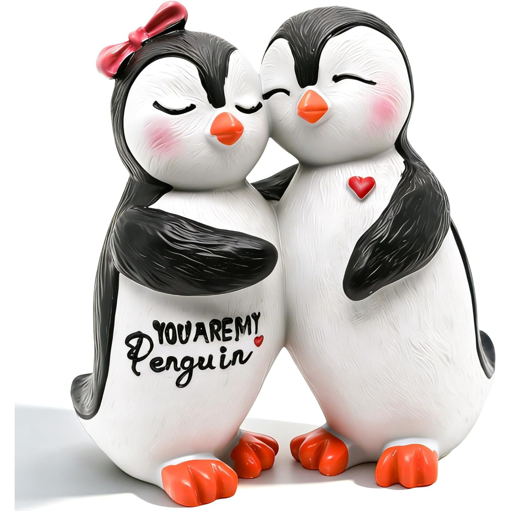 Image of Romantic Penguin Couple Figurines - Present For Wives, Husbands, Her/him Birthday Engagement Wedding Valentine's Day Christmas Home Decor For Bookshelf Desk Bedroom Living Room