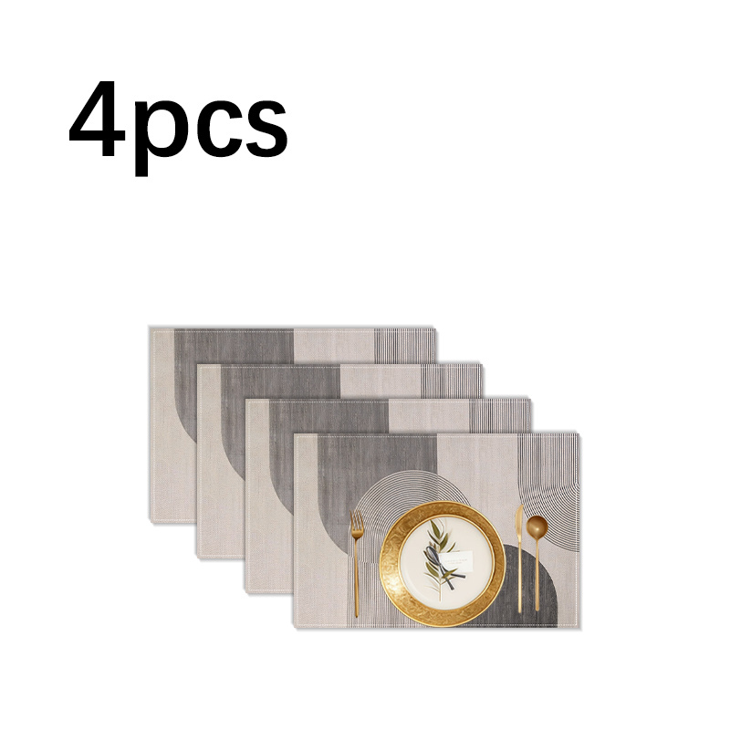 TEMU 4pcs/6pcs, Minimalist Bohemian Placemats, 12Ã18 Inch Rectangular Placemats, Gray And White Abstract Geometric Textured Placemats, Perfect For