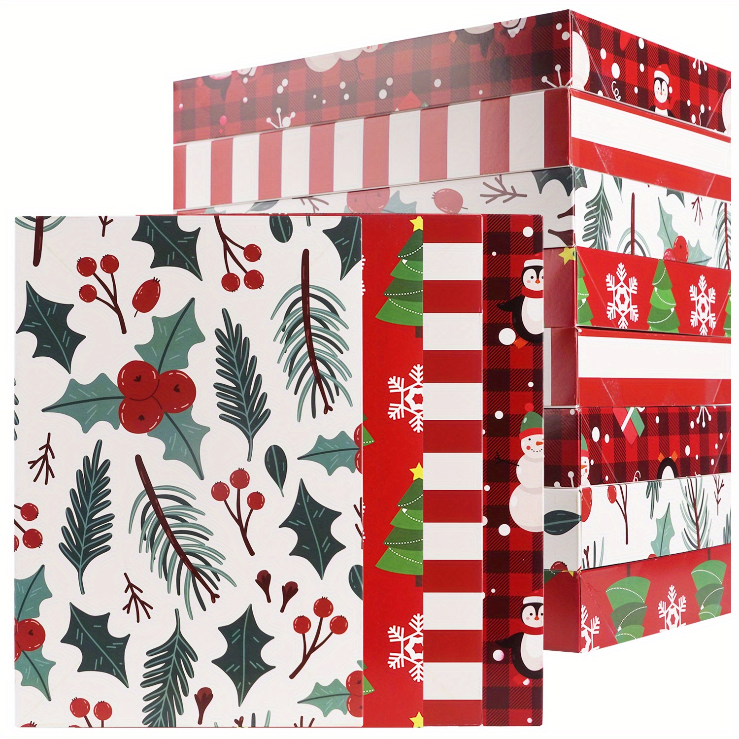 

4- Christmas Gift , 14x9.5x2 , Red & , Wrapping For Clothing, , Presents, Packaging, 4 , Gift Wrap Storage