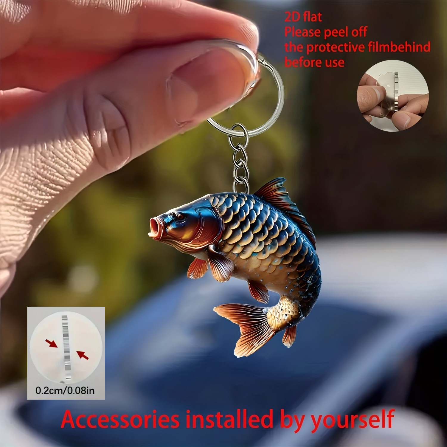 TEMU Llavero 2D Acrílico (Barbo Grande), Llavero - Ornamento Acrílico Personalizado, Diseño de Acción de Gracias para Colgar, Regalo para que la