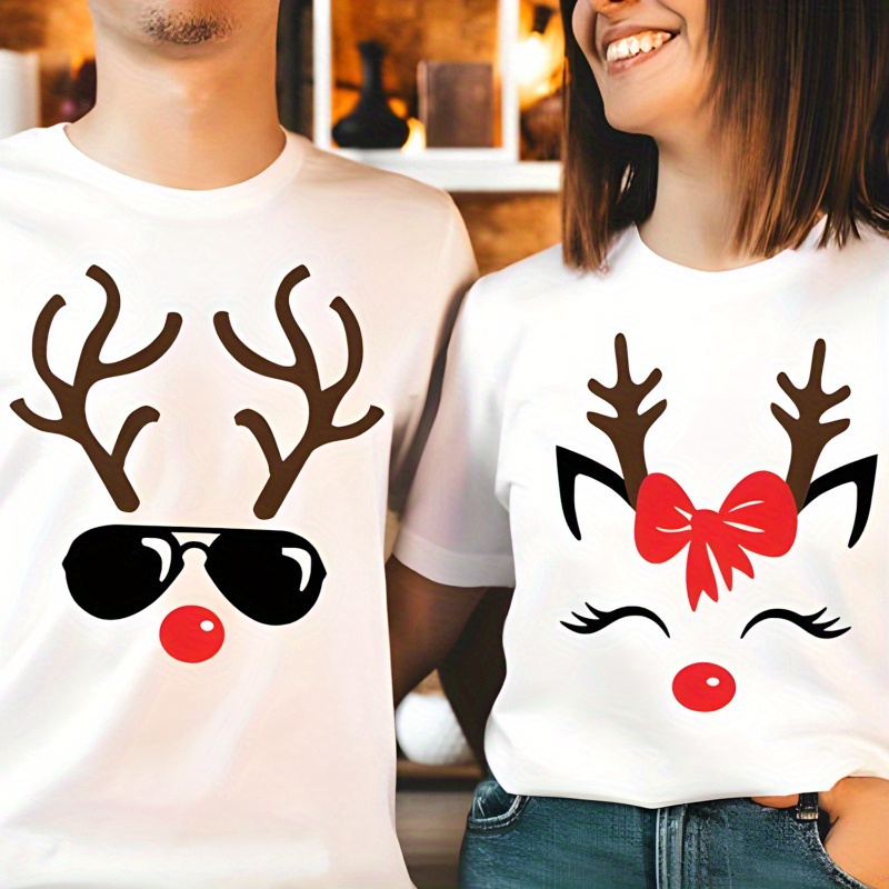 

1pc Christmas Matching Tshirts, T-, Christmas Shirts, Matching Christmas And Husband , , Matching , Matching , Husband And