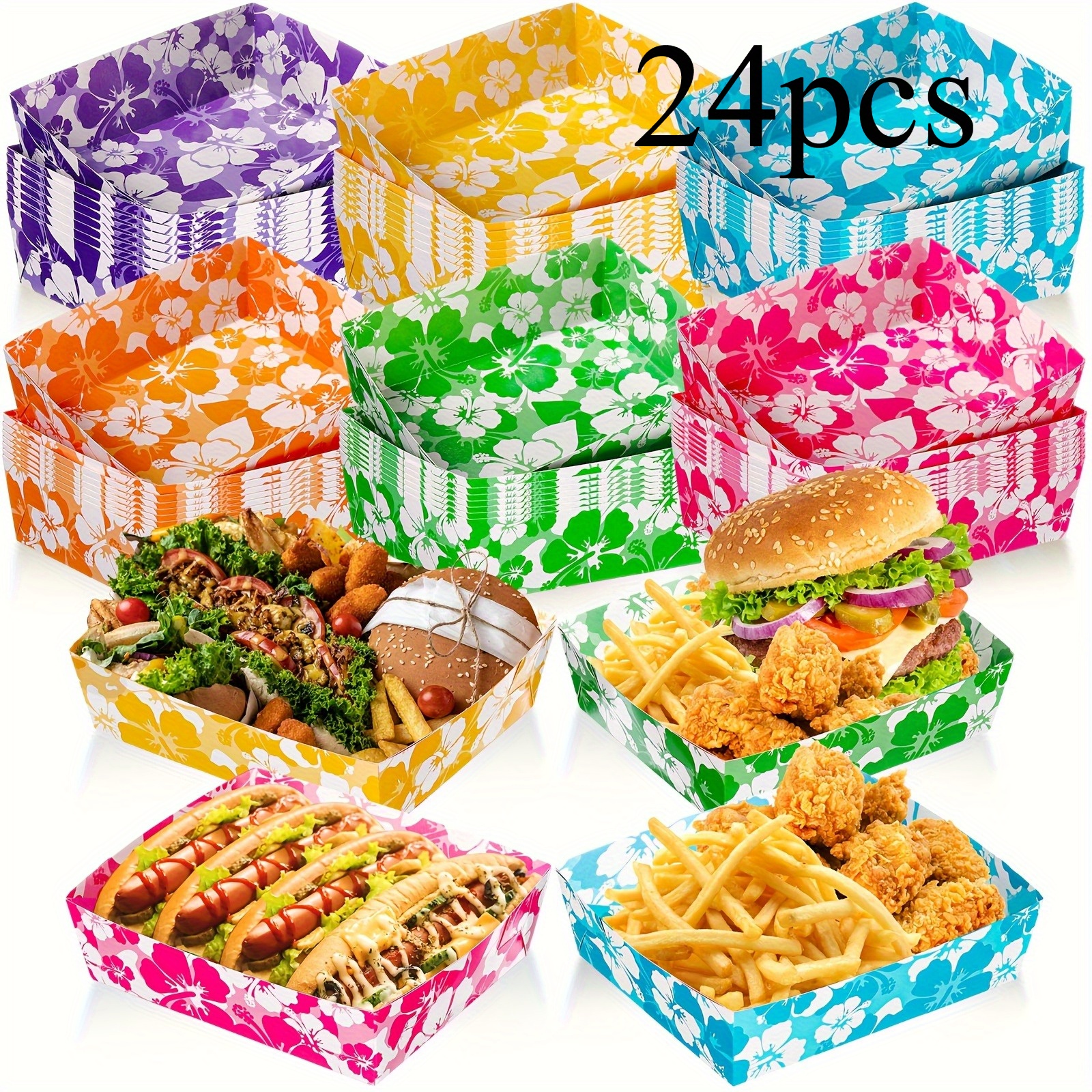 24pcs   party supplies 5lb tropical disposable plates decorations suitable for beach themed parties summer luau christmas events coated paper plates with hawaiian tableware for  