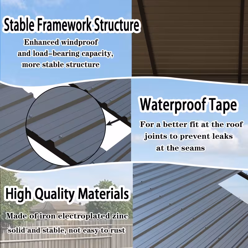heavy duty carport 20 x 20 10x15 shelter for vehicles boats and equipment durable all weather quick assembly secure reinforced gray white Product details 4