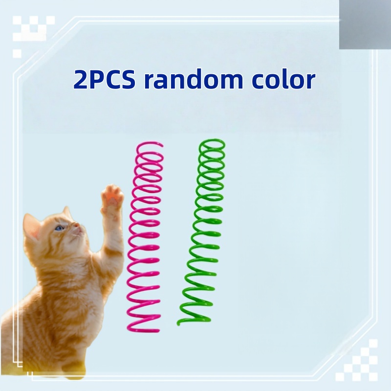 TEMU 2pcs Random Color Spring Ring Pet Toy, Made Of Durable Plastic Material, A Fun And Exercise-promoting Pet Game Accessory, Suitable For Cats And