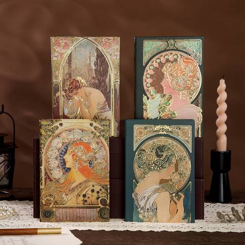 vintage artistic journal notebook with golden stamping floral goddess designs portable diary for creative writing sketching gift