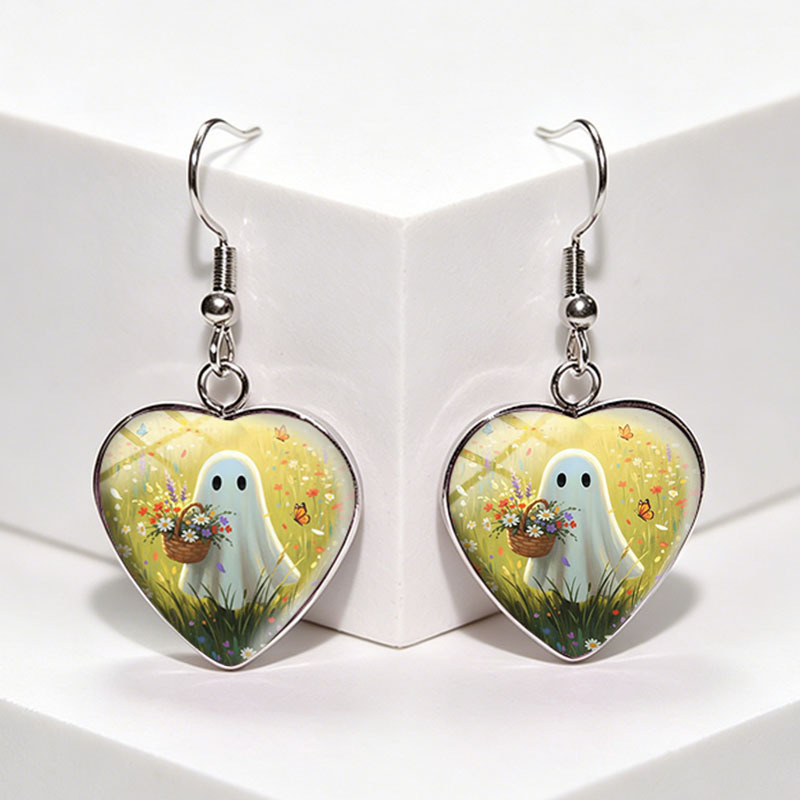 Unisex Handmade Glass Dome Dangle Earrings