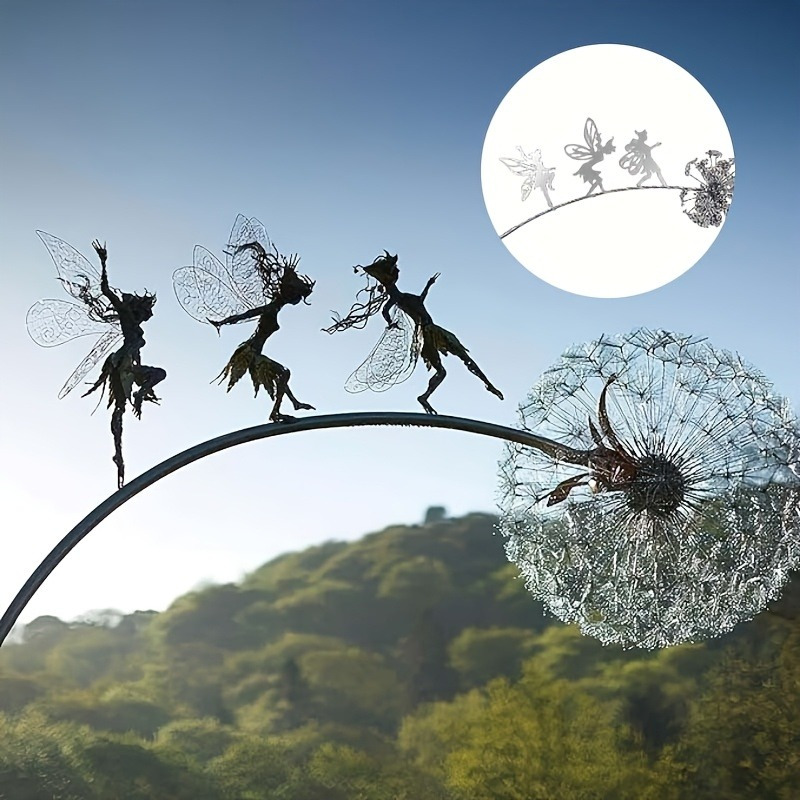 RHO- Piquets De Jardin Décoratifs En Métal Hérisson 4 Pièces Métal