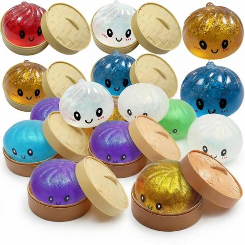 mini glitter dumpling with cartoon happy bao day baozi cards mothers fathers day birthday spring 1 97 dumpling slow rebound squeeze stretchy stress balls bun with steamer and cards set box prizes