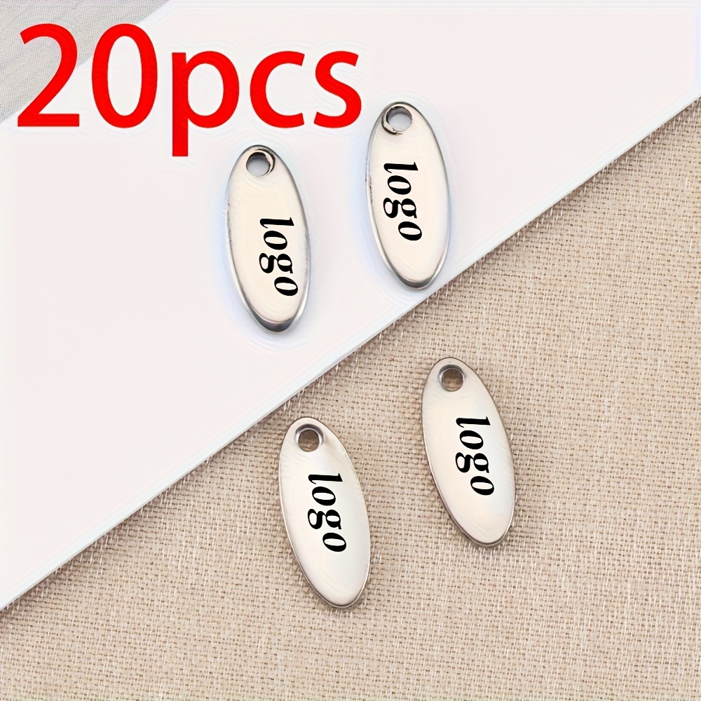 TEMU 20pcs Personalized Custom Engraved Oval 304 Stainless Pendants For Christmas Diy Bracelet Necklace Jewelry Accessories, Custom Logo Printing