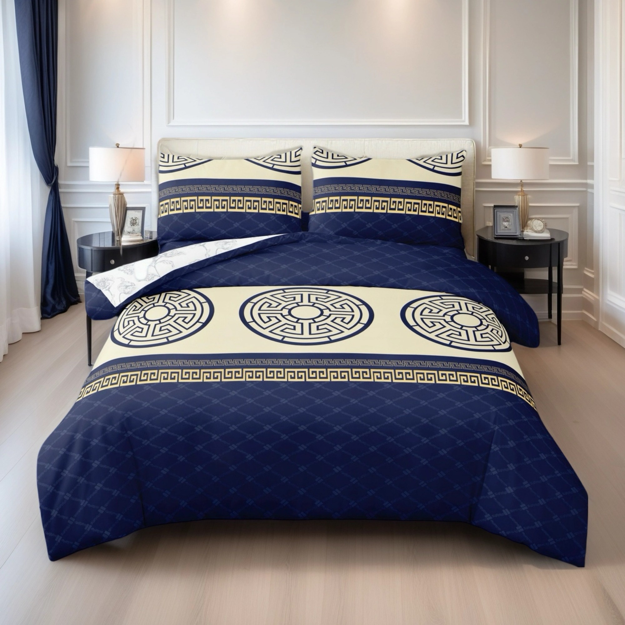 Image of 3pcsss Blue Back-and- Texture Duvet Cover 3pcss Set, Bedding 3pcss Set (1pc Duvet Cover And 2pcs Pillowcases, Pillow Inserts Not Included), Home/dorm/master Bedroom/ Use, High-definition Print