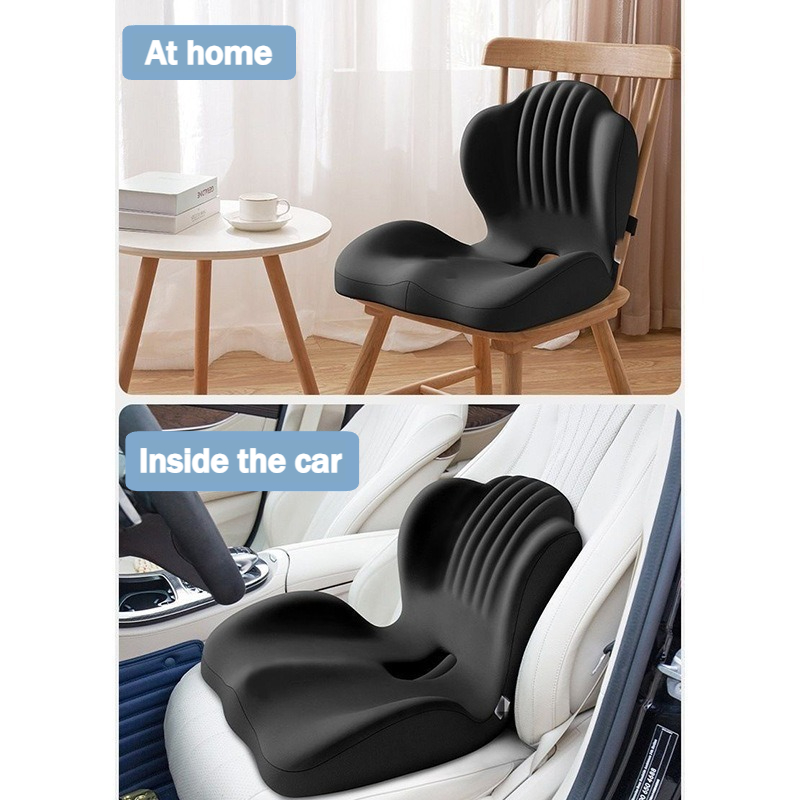 Ergonomic Memory Foam Seat Cushion with Lumbar and Back Support, Office Chair Cushion, Stool Cushion, Car Seat Cushion, Relieves Back Pain, Reduces Pressure, Perfect Gift for Parents and Friends