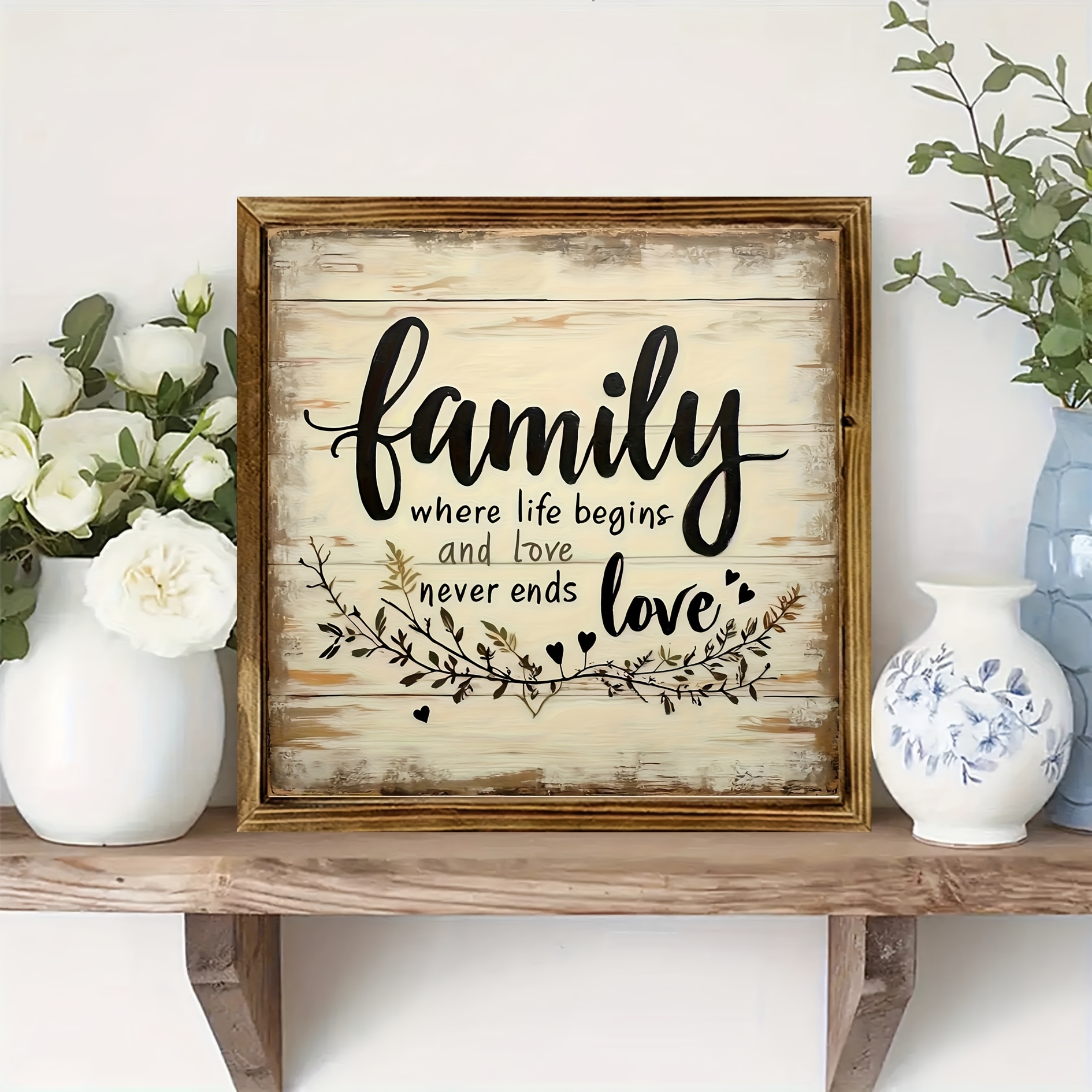 TEMU Panneau en bois plat 2D, décoration murale en bois de style rustique - Décoration intérieure vintage avec des phrases inspirantes, convient pour