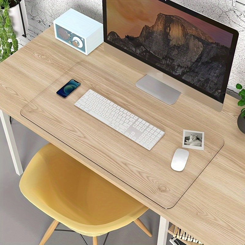 

1pc Transparent Plastic Desk Mat - Heat Resistant, Waterproof Pvc Table Protector With Round For Office & Home Use, Writing Pad, Desktop, Protective Pad