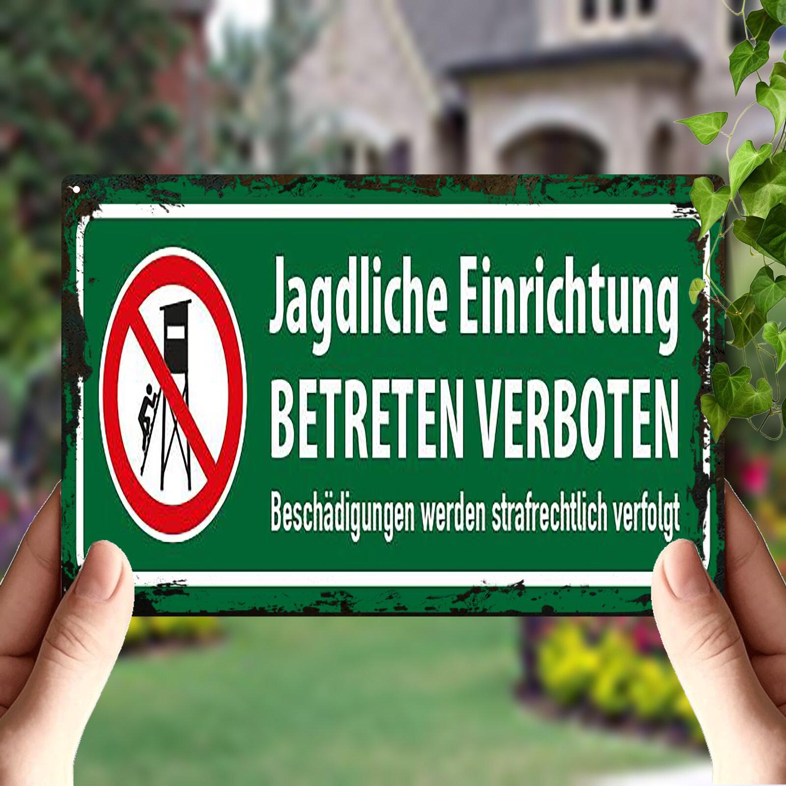 TEMU 2d Flat, 1pc 2d Statue Wall Decor, German "s Jagdliche Einrichtung Betreten Beschädigungen Werden Strafrechtlich Verfolgt", 20*30cm/8*12inch,