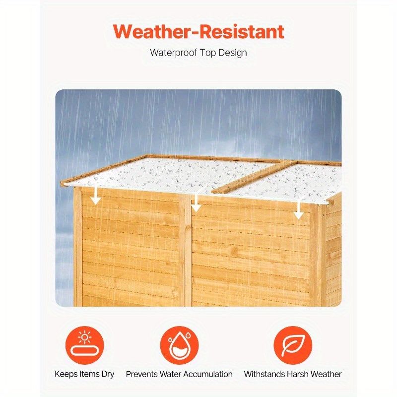 Outdoor Wooden Storage Shed Waterproof Garden Tool Metal Shed, 55x67.5 Inches, Rustresistant Construction