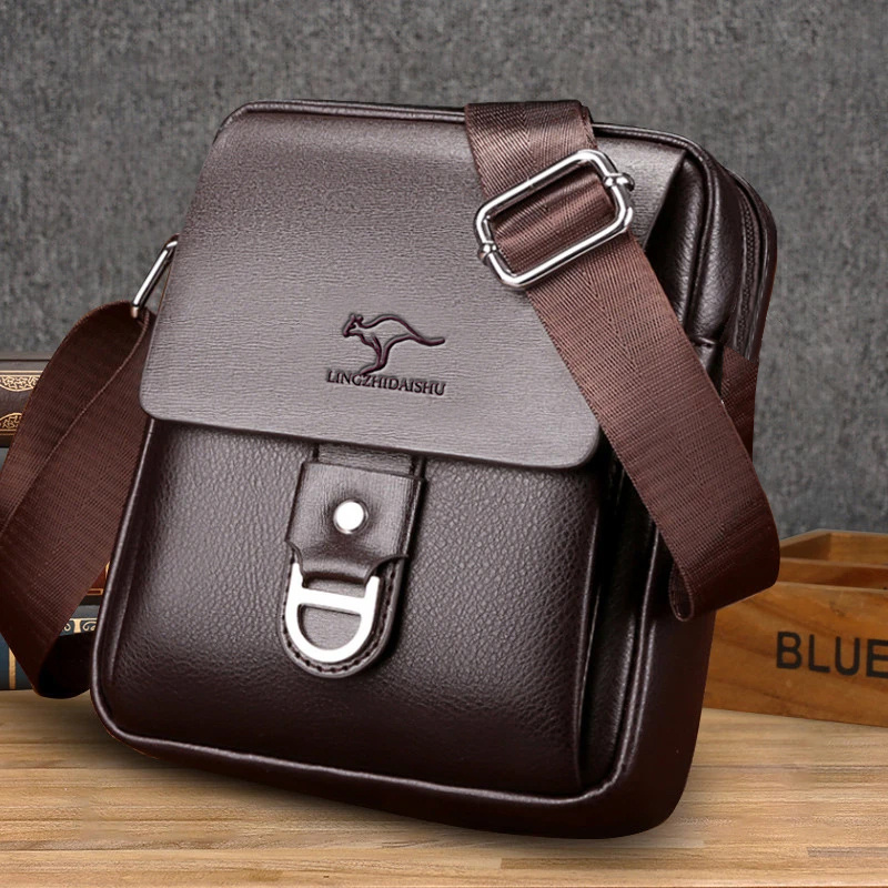Sacoche Bandoulière Homme – Messenger Cuir Kangourou Sacoche - Adaptée aux quatre saisons - Sac à bandoulière unisexe carré pour hommes, sac bandoulière, imprimé kangourou vertical décontracté, sac messager portable pour voyage d