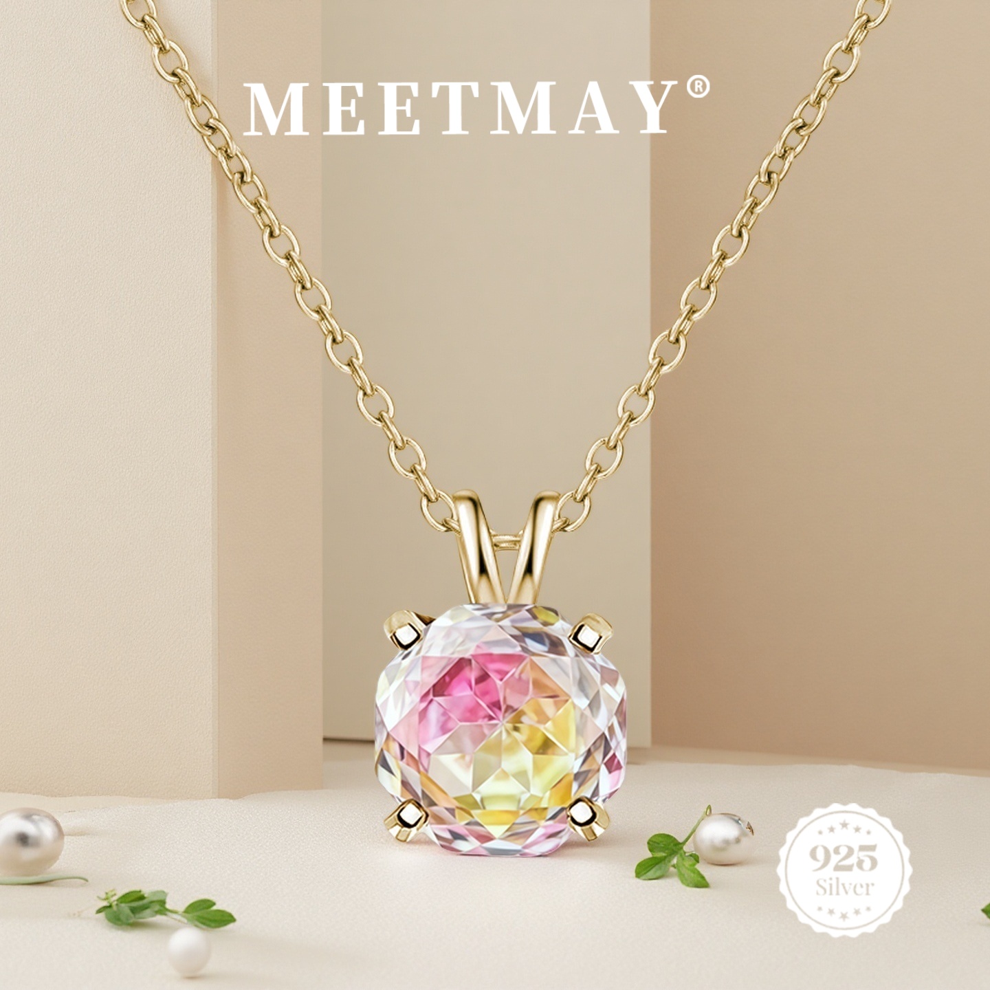 18K Plated S925 Silver Sleek Pendant Necklace with Zircon