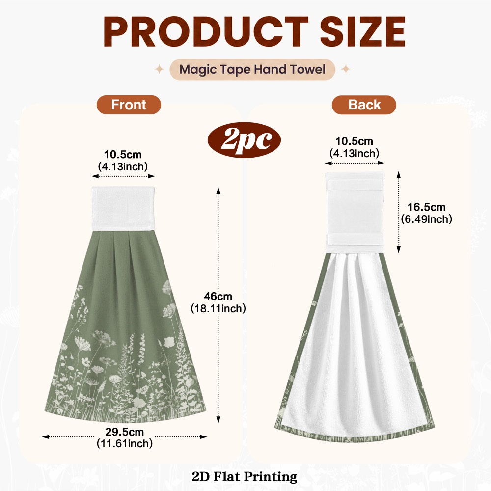 TEMU 2d Flat, 2pcs 2pcs Suitable For Kitchen & Bathroom Hand Towels With Silhouette Pattern - Snap Buckle Hanging Towel Cloths, Reusable Dishwashing
