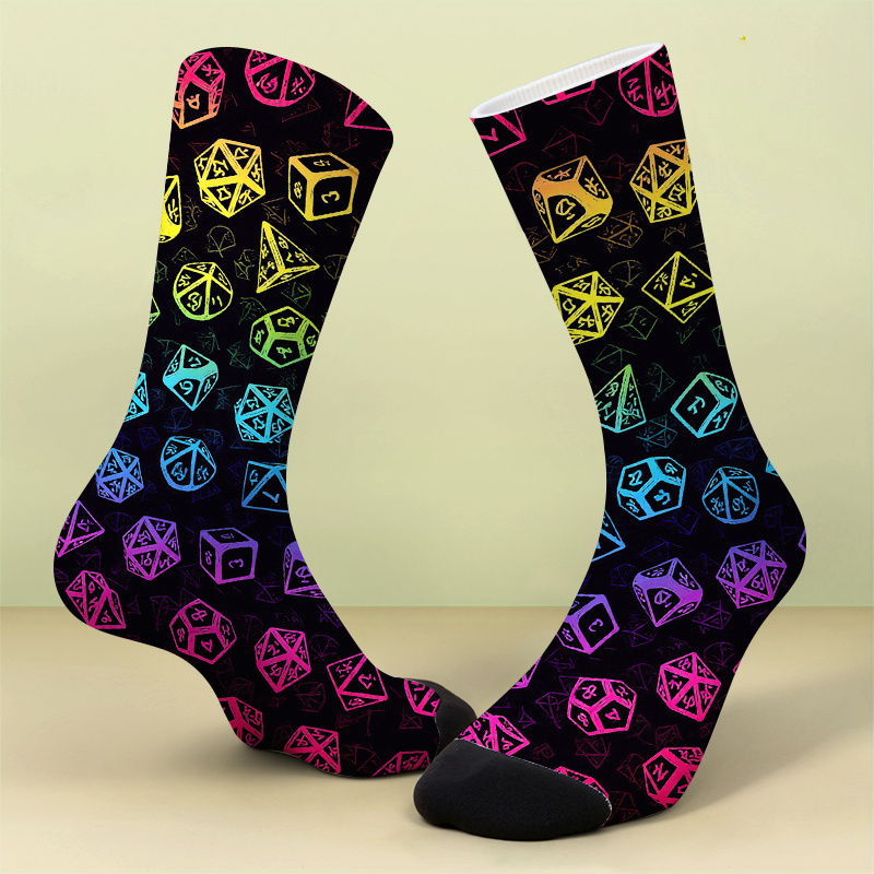TEMU A Pair Of Printed Socksvibrant Dice Pattern Sockssoft Comfortable Breathable Cute And Crazy Gift
