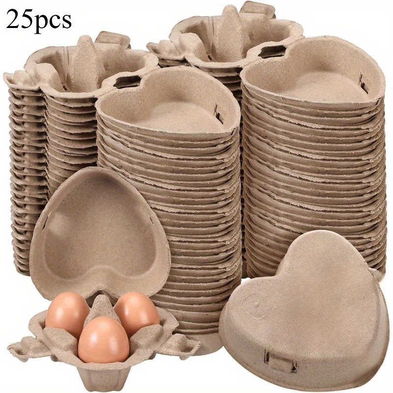 25pcs Crate Heart Shaped Paper Egg Container Reusable Baskets Holder For Backyard Storage